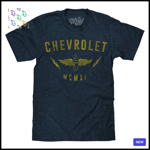 Retro Chevrolet Spark Plug Graphic Tee Distressed Vintage Men's Shirt